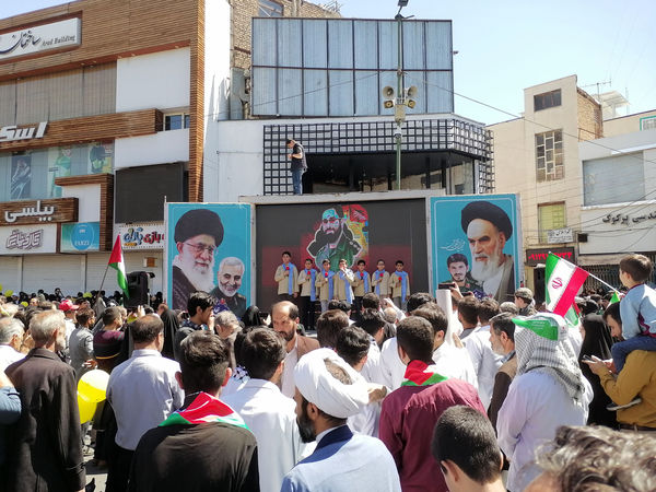 راهپیمایی روز قدس همراه با تشییع پیکر شهید صداقت در قم