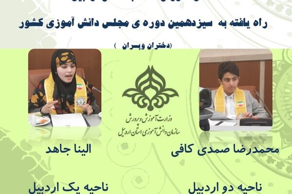 اعلام اسامی راه‌‌یافتگان استان اردبیل به مجلس دانش‌آموزی کشور