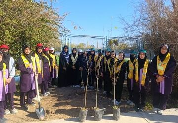درختکاری فجرانه در مدرسه ام‌البنین جم