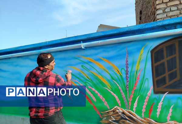 نقاشی دیوارهای آموزشگاه مرحوم حسین نساجیان کاشمر