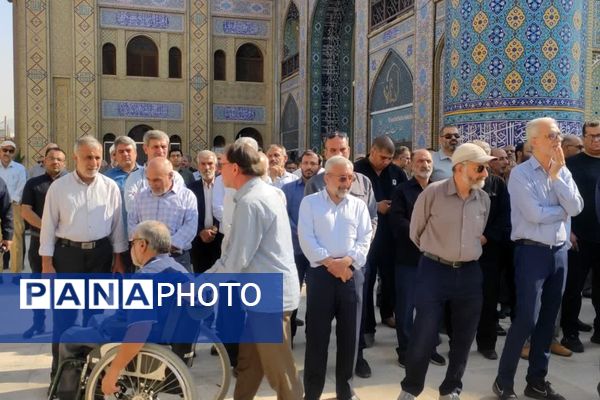 مراسم تشییع پیکر شهید جانباز حاج احمد شیخ حسینی در حرم سید علاءالدین حسین(ع)