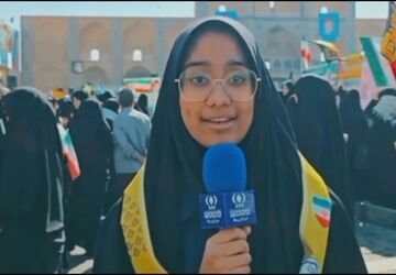 حضور پرشور دانش آموزان یزدی در راهپیمایی ۱۳ آبان