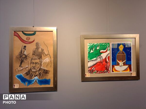 نمایشگاه آثار هنری اعضای کانون پرورش فکری کودکان و نوجوانان قم در مجموعه کتاب سرو