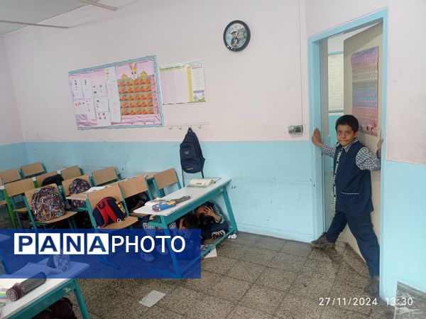 اجرای بیست و ششمین مانور سراسری زلزله در مدارس منطقه پردیس