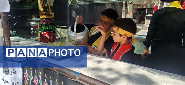 پذیرایی موکب سازمان دانش‌آموزی شهرستان اسفراین از عزاداران امام حسین (ع)