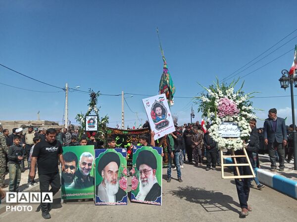 مراسم تشیع پیکر مطهر شهید علی اکبر خوافی در میان‌جلگه روستای سالاری 