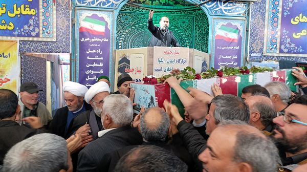 مراسم استقبال از پیکر شهید گمنام خوشنام فاطمی در مسجد جامع نیشابور 
