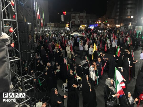 تجمع گسترده مردم در میدان صادقیه در حمایت از محور مقاومت و دشمن‌ستیزی