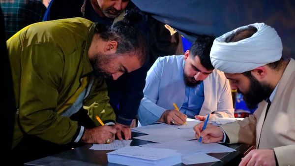 مراسم اعتکاف دانش‌آموزی در اولین روز اعتکاف در ساوجبلاغ