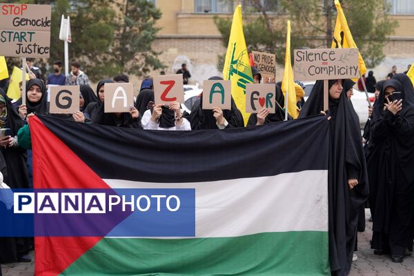 غرش خشم انقلابی دانشجویان دانشگاه آزاد مشهد علیه صهیونیسم و فریاد همبستگی با غزه