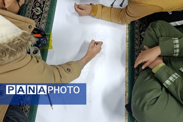 نقاشی همگانی دانش آموزان دبستان شهید رجایی جوه ای از دوستی و اتحاد