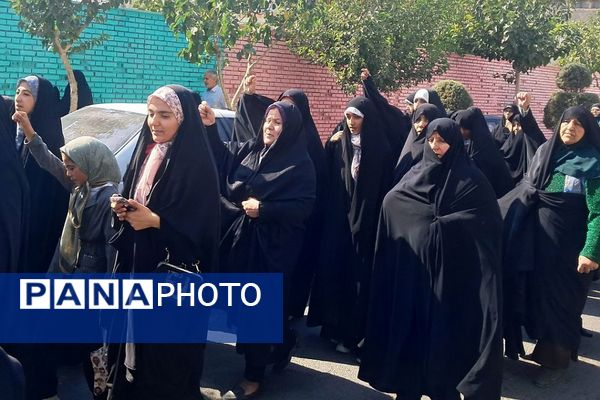 همبستگی مردم ولایتمدار نسیم‌شهر در راهپیمایی علیه رژیم صهیونیستی