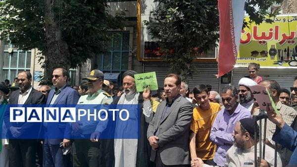  حضور بی نظیر مردن نیشابور در راهپیمایی بر علیه حمله رژیم صهیونسیتی