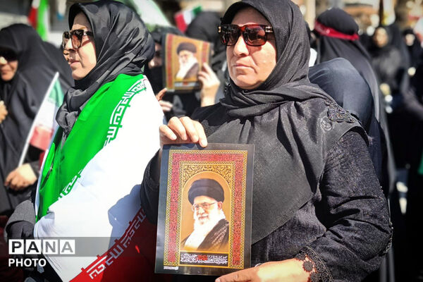 راهپیمایی مردم و دانش‌آموزان کرمانشاه در محکومیت جنایات آمریکا و رژیم صهیونیستی