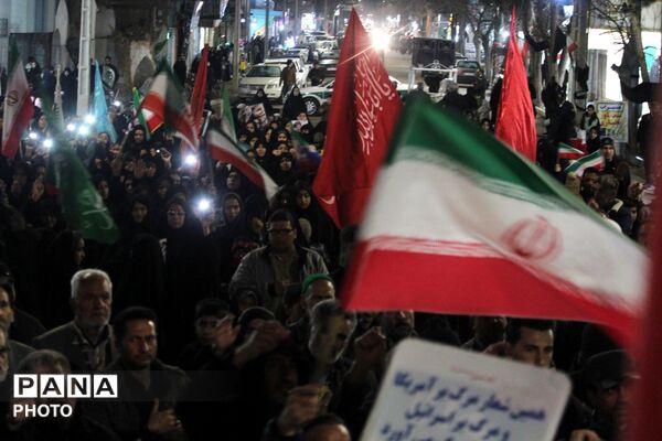 راهپیمایی مردم شهرستان خلیل آباد در پی شهادت جانسوز رهبر معظم انقلاب