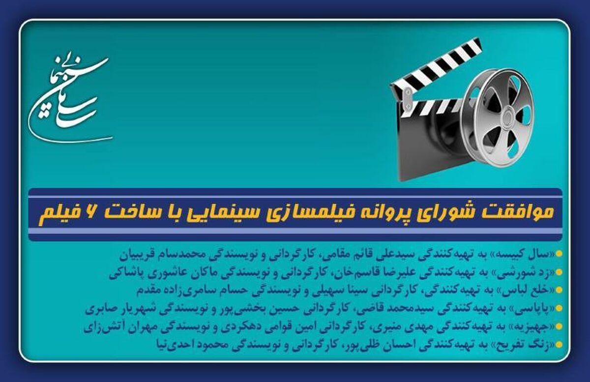 موافقت شورای پروانه فیلمسازی سینمایی با ساخت 6 فیلم‌