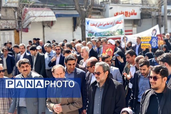 حضور پرشور فرهنگیان و دانش‌آموزان کرمانشاهی در راهپیمایی روز قدس