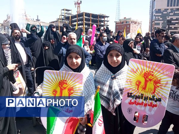 حضور پرشور مشهدی‌ها در راهپیمایی روز قدس؛ فریاد حمایت از فلسطین