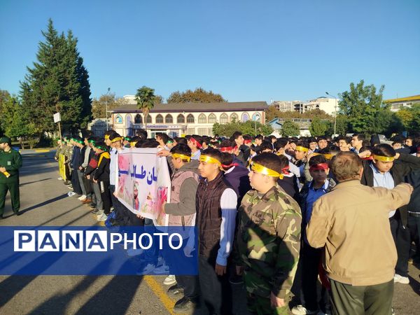 برگزاری صبحگاه مشترک دانش‌آموزی شهرستان هزار سنگر آمل 