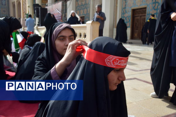 تجمع دانش‌آموزان شیرازی در حمایت از جبهه مقاومت