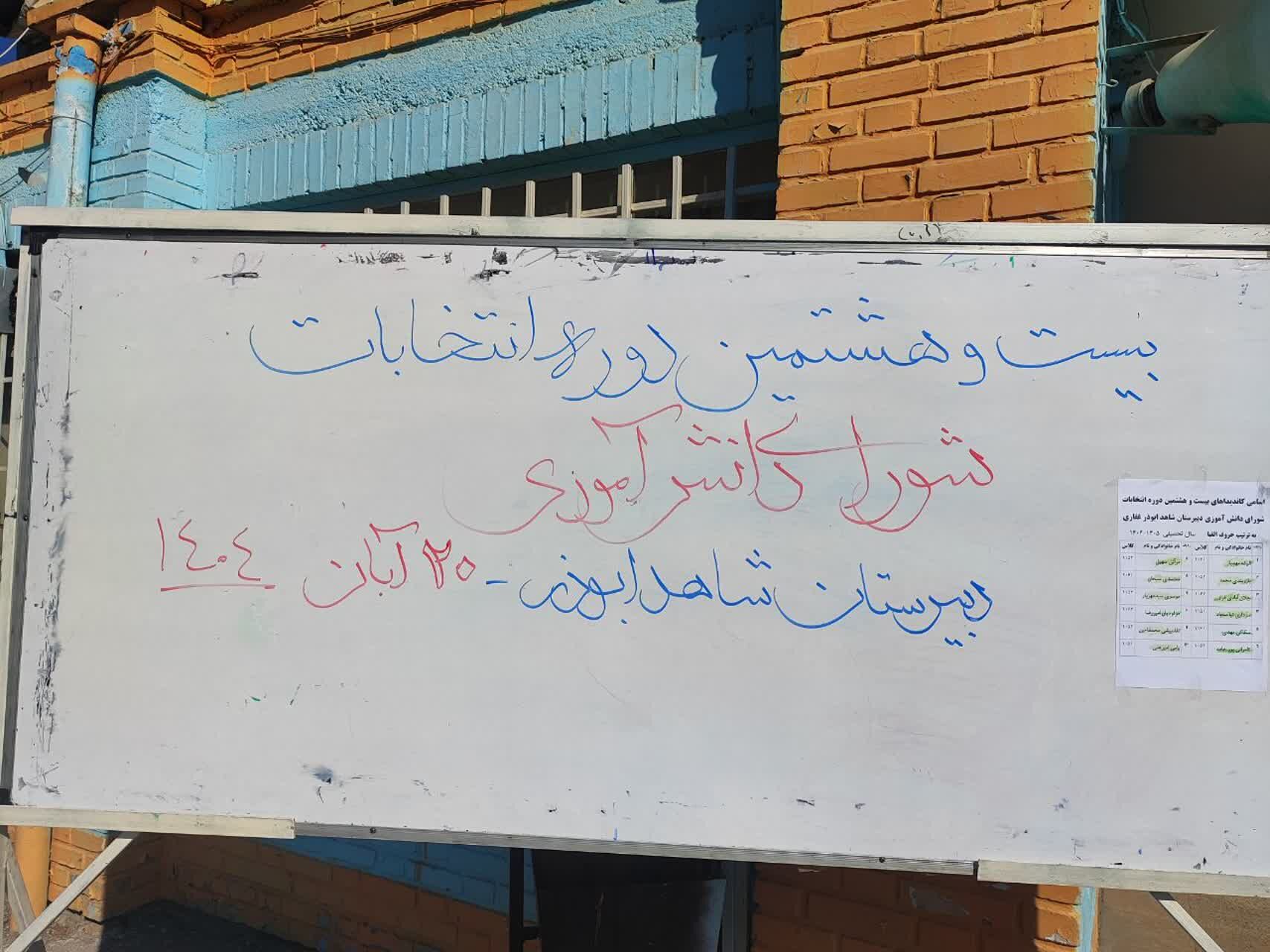 انتخابات شورای دانش آموزی در دبیرستان شاهد ابوذر غفاری نیشابور 