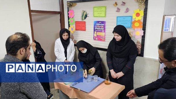 بازدید مسئول پژوهش‌سرای دکتر حسابی از دستاوردهای دانش‌آموزان مدرسه شاهد شهید نوری