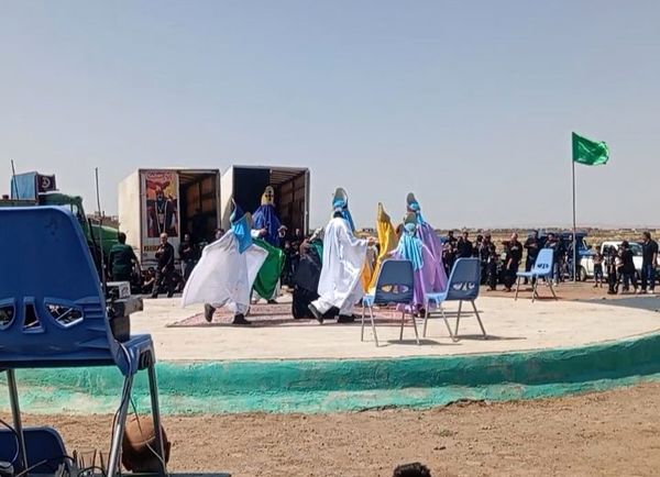 آیین استقبال از هیئت های عزاداری در روستای عشق آباد 