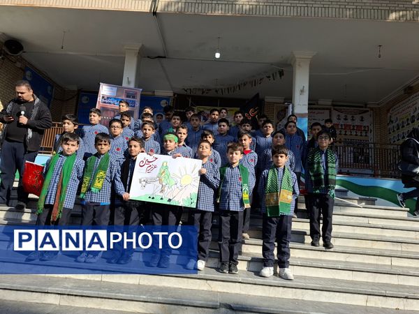 ایستگاه‌های صلواتی و دسته‌های سینه‌زنی و هیات‌های عزاداری در مدارس شهرستان قدس