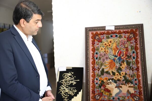 بازدید مدیر کل میراث فرهنگی، گردشگری و صنایع دستی فارس از نمایشگاه آثار هنرمندان در رشته های تابلو فرش و سفال