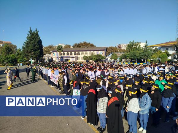 برگزاری صبحگاه مشترک دانش‌آموزی شهرستان هزار سنگر آمل 