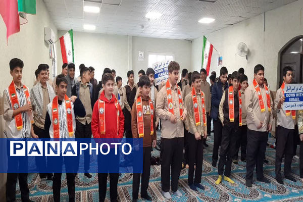 تجمع دانش آموزان در محکومیت جنایت رژیم صهیونیستی در حمایت از مردم بی دفاع غزه و فلسطین