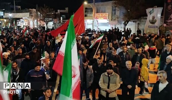 تجمع باشکوه مردمی  برای خونخواهی رهبر شهید در شهرستان بهار