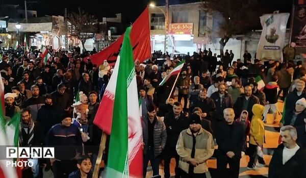 تجمع باشکوه مردمی  برای خونخواهی رهبر شهید در شهرستان بهار