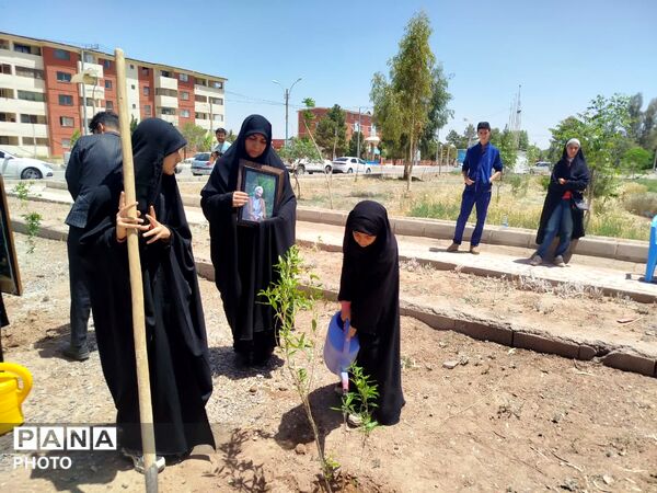 غرس دویست نهال به یاد شهدای جنگ رمضان در پایگاه هوانیروز کرمان