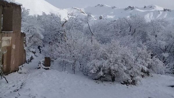 بارش برف در روستای اصقول سربیشه