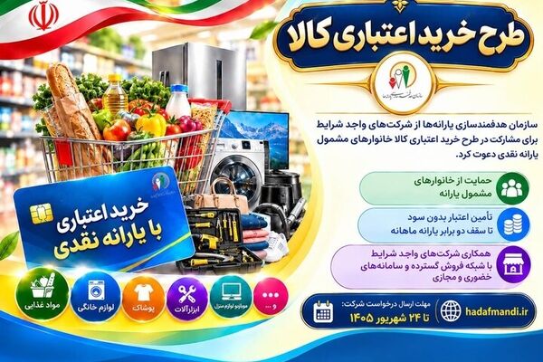 دعوت سازمان هدفمندی یارانه‌ها برای همکاری شرکت‌ها در طرح خرید اعتباری کالا