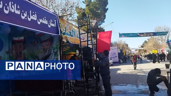 لحظاتی از آماده سازی موکب ها برای مهمانی کیلومتری نیشابور 