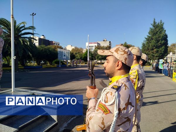 برگزاری صبحگاه مشترک دانش‌آموزی شهرستان هزار سنگر آمل 