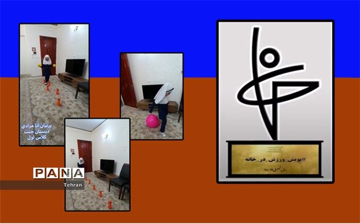 دریافت تندیس جشنواره پویش ملی ورزش در خانه توسط دانش آموز منطقه 8