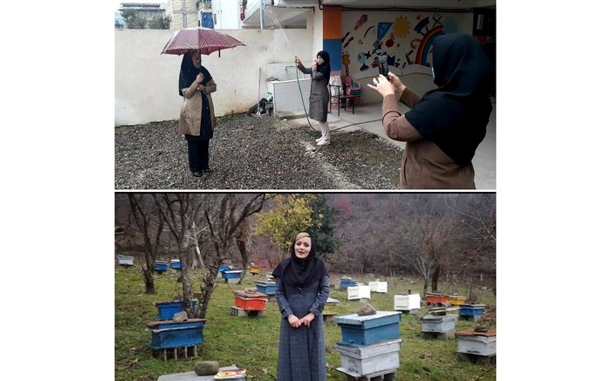 ایجاد باران مصنوعی و حضور در کندو عسل یرای تدریس