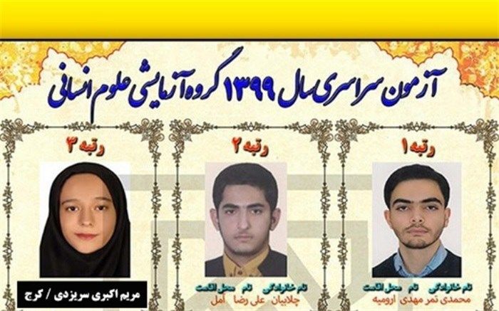 دختر البرزی رتبه 3 علوم انسانی کنکور سراسری را کسب کرد