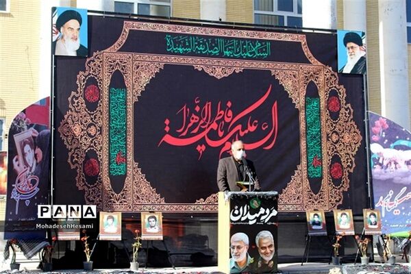 تشییع 2 شهید گمنام در هنرستان شهیدخیامی بیرجند