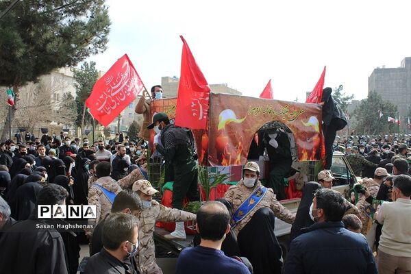 آرام گرفتن پیکر مطهر شهید عسگری  در آستان مقدس امامزاده عقیل(ع) اسلامشهر