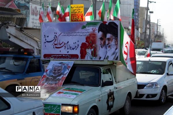 راهپیمایی خودرویی ۲۲ بهمن در قائمشهر