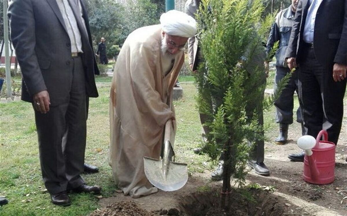 آیت‌الله جنتی  یک اصله نهال کاشت