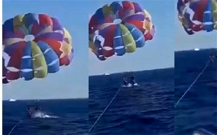 لحظه حمله کوسه به پاراگلایدرسواران در دریا