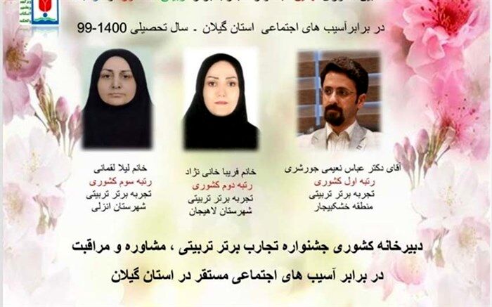 اعلام نتایج نهایی جشنواره تجارب برتر تربیتی، مشاوره و مراقبت در برابر آسیب های اجتماعی