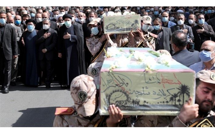 پیکر مطهر دو شهید گمنام با حضور رئیس‌جمهور تشییع شد