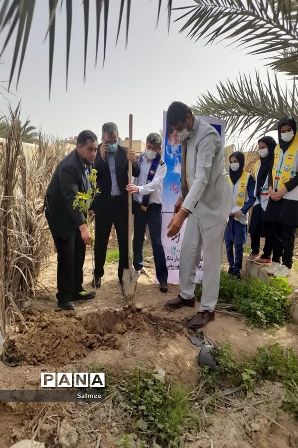 کاشت نهال در مدارس شادگان در روز درختکاری