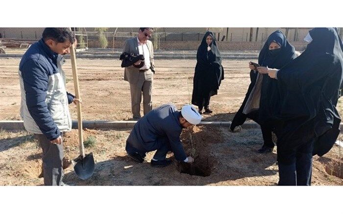 کاشت نهال به یاد بانوان شهید آموزش و پرورش قم/ عکس